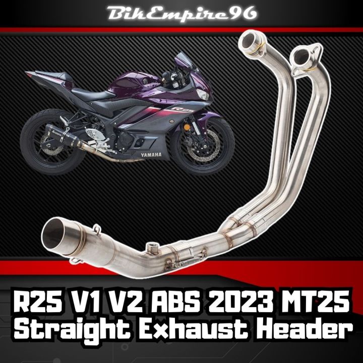 Yamaha R25 V1 V2 Abs 2023 MT25 Full System Exhaust Header Straight Manifold Stainless Steel