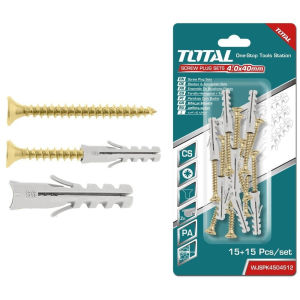 Bộ tắc kê vít TOTAL WJSPK4504512 WJSPK5005512 WJSPK7006512 siết Pozi đầu CSK tắc kê nhựa màu xám chính hãng - Thinksafe