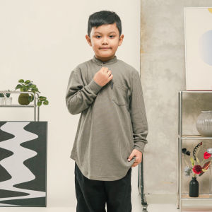 KHOIRUMMAH Koko Kurta Zain Kids - Koko Anak Laki Laki - Kurta kasual Lengan Panjang - White