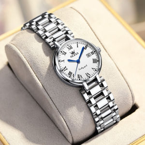 OLEVS 5575 Fashion Women Quartz Watch Gift Stainless Steel Watchband Round-dial Wristwatch Calendar