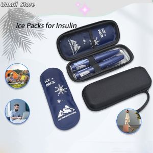 1Set Insulin Cooler Travel Case with 2 Ice Packs EVA Portable Double layer Cooler Bag for Diabetics