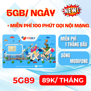 Sim SKY5G89 Mobifone 4G Tặng Ngay 1 Tháng Truy Cập Data Tốc Độ Cao 5GB/Ngày + 100 Phút Gọi Miễn Phí Gia Hạn Chỉ 89k/Tháng | FREESHIP - CHƯA KÍCH HOẠT
