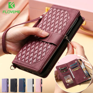 FLOVEME Leather Multi Card Slot Phone Case For Xiaomi 12 Pro 12 11 Lite 12T 11T Zipper Flip Wallet With Strap Shockproof Back Cover For Xiaomi Poco X3 NFC Poco M3