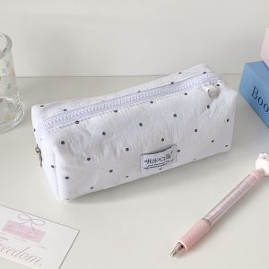MELODI Polka Dot Pencil Case Portable Large Capacity Storage Case Gifts High-value Simple and Cute Makeup Bag