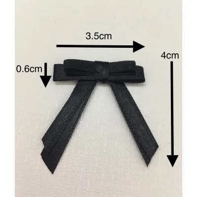 25pcs (3.5*4cm) 0.6cm Black Satin Ribbons Bow for SewGlueCraftDoor Gift Décor