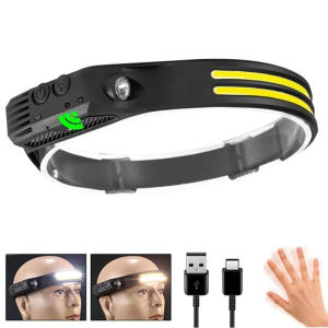 Senter Kepala LED COB+XPE Sensor Gerak Tangan Anti-Air 5 Lighting Modes Headlamp Flashlight Motion Sensor USB Rechargeable Waterproof