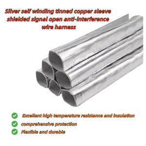Silver Closed-End Aluminum Foil Fiberglass Braided Sleeving - 1M Length Inner Diameter 8-35mm for Cable Protection & Heat Shielding Applications