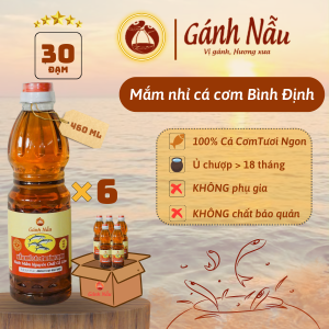 Nước mắm nhỉ cá cơm nguyên chất truyền thống Gánh Nẫu Bình Định thùng 6 chai độ đạm 30 ( 6 chai x 460ml)