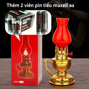 Combo 1 cặp đèn bàn thờ dùng pin tiểu vĩnh cửu bóng Led tiết kiệm điện Đèn dầu thờ cúng loại 1 bền chắc màu vàng đỏ