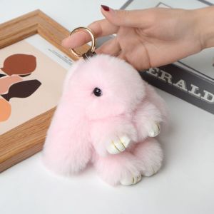 YOUSHI TOP Fashion Pluff Bunny Keychain Fluffy Lovely Play Dead Rabbit Doll Bag Accessories Bowknot Rabbit Fur Keychain Childrens Toys