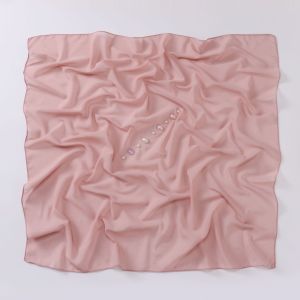 Jifang 90x90cm Lovely Candy Color Pearls Plain Bubble Chiffon Square Scarf Pashmina Head Scarf Muslim Hijabs Bawal WC36