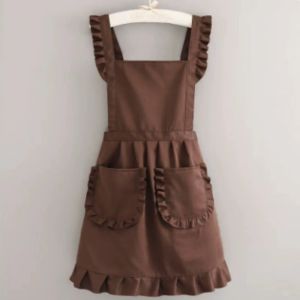 Princess Dress Apron Stain Resistant Ruffled Durable Kitchen Cooking Apron with Big Pocket Home Use
