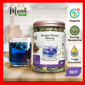 Bunga TELANG Kering Organik Asli - Teh Bunga Telang Butterfly Pea Flower by MenuPangan - Tea Bunga Herbal