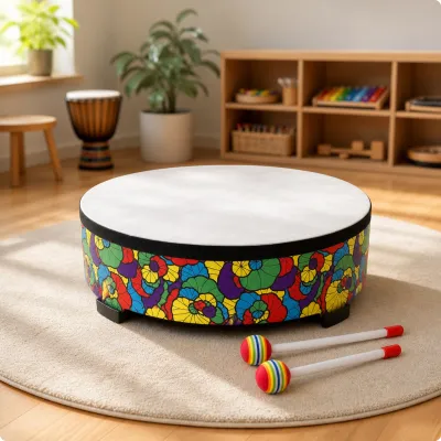 Homyl Padded Frame Drum with Wooden Drumsticks Sturdy Frame Drum with Drumsticks Lightweight Percussion Instrument Musical for Children