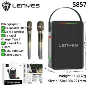 [100% Asli] LENYES S857 150W KTV Speaker Nirkabel + Mikrofon Karaoke Bluetooth 5.3 Lampu RGB Portabel DSP Daya Tinggi TWS