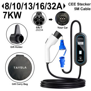 Taysla ที่ชาร์จแบบพกพา GB/T EV Type2 Type1กล่อง Type2 16A IEC62196-2 EVSE EV กล่องติดผนังสายชาร์จ Type1ปลั๊กอียูสำหรับรถยนต์ไฟฟ้า Type2 Type1 GB/T ที่ชาร์จแบตในรถ
