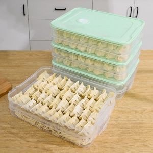 ZYJC SHOP Trong suốt Hộp bánh bao Nhựa Nhiều lớp Wonton dụng cụ giữ tươi Đa năng Niêm phong Đồ sắp xếp nhà bếp Dành cho gia đình
