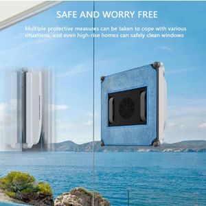 TEWUB Dual Water Spray Glass Cleaning Machine Square Design Fall Prevention Automatic Glass Cleaning Robot Water Spray Function Power Failure Protection Window Cleaning Robot for 24v/650mAh Exterior Glass Cleaning