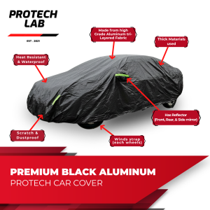 MG GT ALPHA Protech Lab - Premium 3-Layered All Weather BLACK Aluminum Car Cover