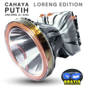 Senter Kepala Anti Air ORIGINAL Daya Besar 250W BONUS Kacamata Selam | Baterai 9000 Tahan 20 Jam | JINLONG JL-232 P / K / L