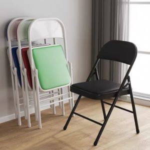 เก้าอี้ QPY เหล็กสีเดำ บางวัย พับได้ รับน้ำหนัก 150kg