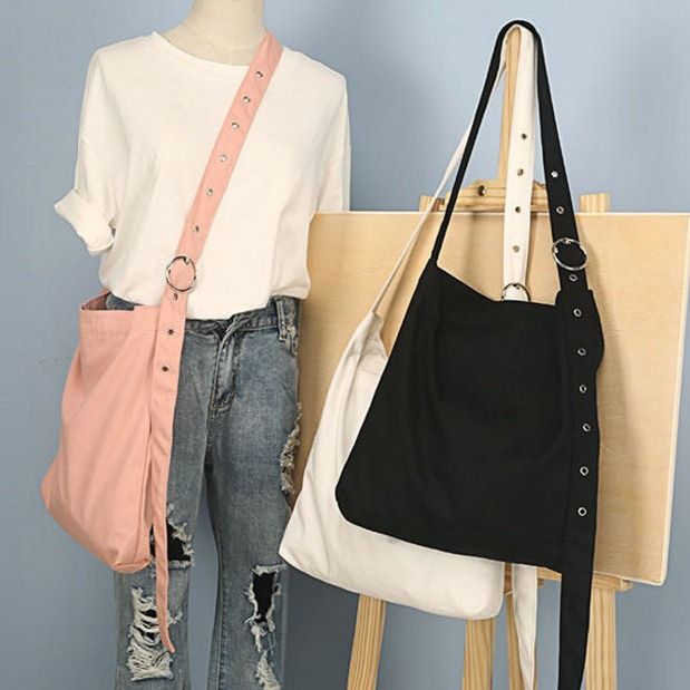 Canvas tote bag with long strap hotsell