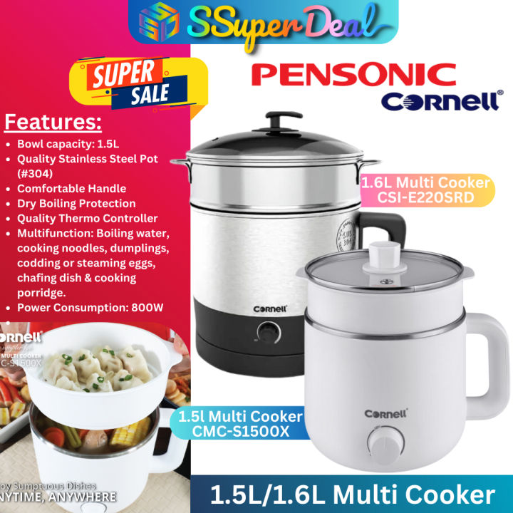 Pensonic Cornell Mini Multi Cooker 1.5L / 1.6L Lazada