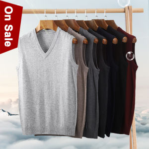 2026 Spring Vest Men Sweaters Male Solid Cotton Slim Pullover Business Autumn Plain Basic  Jersey Fashion Sweater Vests V Jumper