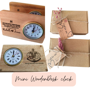 MINI WOODEN DESK CLOCK WITH STAND | Personalized for Wedding Souvenir Giveaways