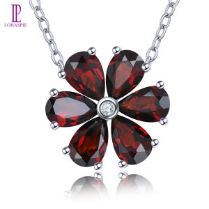 Lohaspie Jewelry Real 2.68 Carats Solid Sterling Silver 925 Pendant Natural Garnet Chrome Diopside Pendant 925 Silver Pendant With Real Stone Garnet Pendant For Women Jewelry