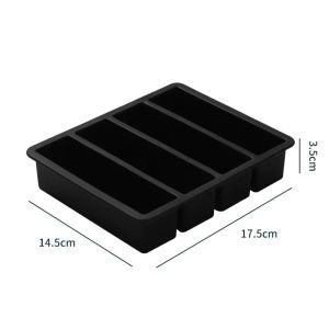 Long Ice Cube Tray 4 Grids Reusable Silicone Ice Cube Mold DIY Ice Maker Food Grade Durable Silicone Square Tray Mould