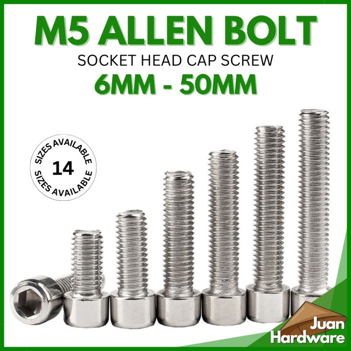 (10 PCS) M5 Allen Bolt Stainless Steel 5mm Thread Socket Head Cap Screw ...