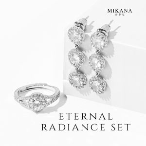 Mikana Eternal Radiance Jewelry Set White Gold Plated for women earrings ring wedding gift for her