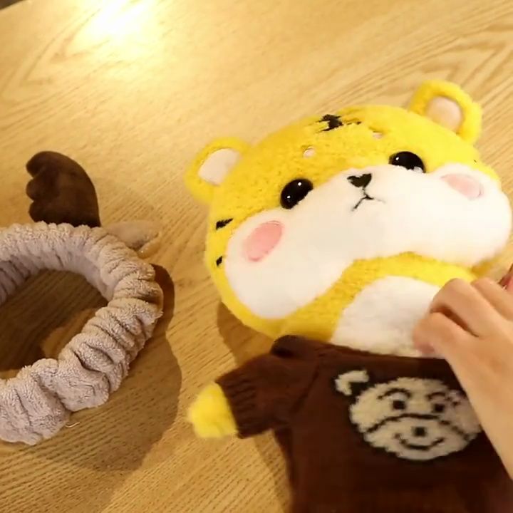 Studyset IN stock Creative Cute Cartoon Removable Clothes Short Plush Tiger Doll Soft Comfortable Hugging Pillow Pendant Present Toys For Boys Girls