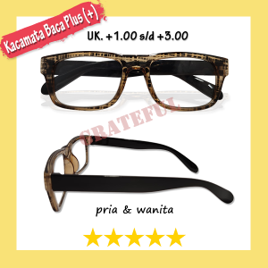 Kacamata Full Plus Untuk Rabun Dekat +1.00 s/d +3.00 Full Frame Kotak Motif Corak Coklat Cocok Untuk Pria Wanita Model Baru Simple - cod