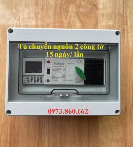 Tủ chuyển nguồn 2 công tơ 1 pha ATS 2P 100A luân phiên mỗi công tơ dùng 15 ngày
