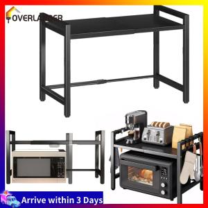 【Fast Shipping】 Kitchen Countertop Microwave Rack Expandable and Rust-Resistant Steel Finish