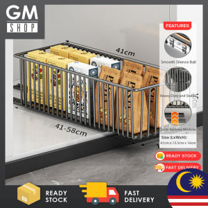 GMSHOP Pull Out Storage Rack Cabinet Organizer With Sliding Rail for Kitchen Utensil And Household Storage Rak Simpanan Tarik