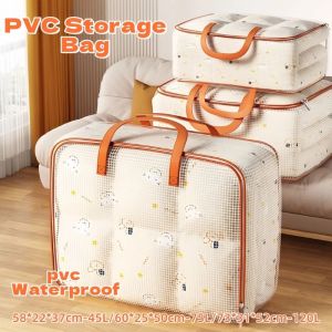 PVC Storage Bag With Zipper Waterproof Bedding Comforter Pillow Clothes Organizer Wardrobe Organize