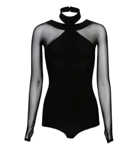 Women Latin Dance Bodice Top Black Onesie Backless Long Sleeve Dance Underwear National Standard Cha-cha Dance Wear for Girls