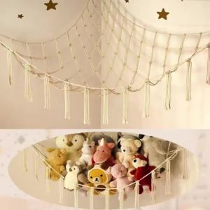 Bohemian Stuffed Animal Hammock Spacious Storage Net For Plush Toys Perfect For Nursery & Bedroom Decor