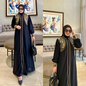 ZIFA FASHION // COD // NISSA DRESS ABAYA TURKEY HIKMAT // GAMIS+HIJAB BORDIR // Gamis Abaya Turkey Polos Hitam Wanita Busui Simpel Terbaru Cantik // *AQ