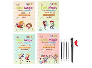 4 BUKU PENA SET MAGIC PRACTICE BOOK  SANK MAGIC BOOK  Belajar Alfabet Membaca Lukisan Matematika