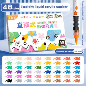 48/36/24/12 Colors Acrylic Marker Pen Brush Tip Paint Markers Christmas Gift Straight Liquid Stocking Stuffers Perfect for Art Holiday Gifts