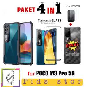 PROMO 4in1 Case POCO M3 Pro 5G + TEMEPERED GLASS FULL COVER BLACK + CAMERA LENS PROTEC  FREE GARSKIN