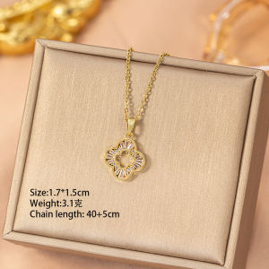 Fashion necklace pendant - Luxury and exclusive small-scale collar chain accessory 【钛钢】爆款轻奢铜镶锆四叶草项链女不掉色时尚百搭高级感锁骨链