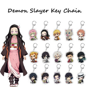 REEBO Men Tomioka Giyuu Kamado Tanjirou Women Demon Slayer Keychain Anime Pendant Acrylic Key Chain Cartoon