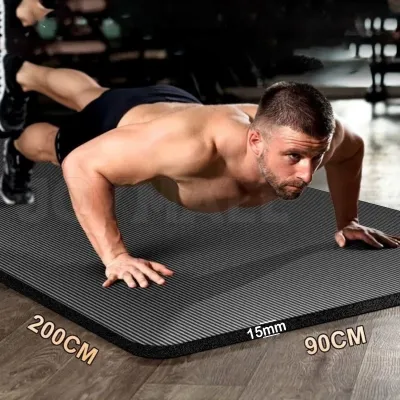 20mm Men Yoga Mat Thick Fitness Mat (200x90x2/1.5cm)Beginner Sports Exercise Non-slip