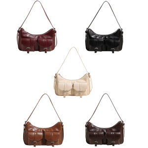 Women Bag Korean Styles Shoulder Bag Retro Crossbody Bag Simple Handbag PU Leather Armpit Bag Commuting Bag for Travel