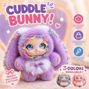 Plush Keychain Cute Bow Rabbit Ear Plush Keychain Soft Plush Rabbit Charm DIY Bag Car Ornament